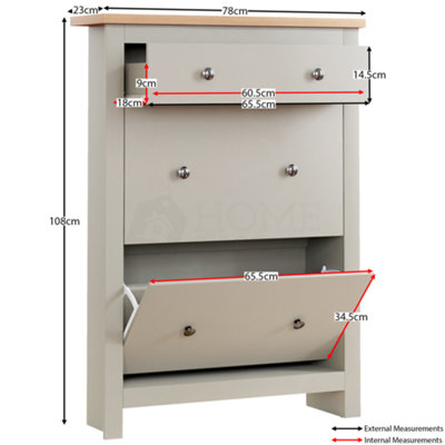 Vida Designs Arlington 2 Door 1 Drawer Grey Shoe Storage Cabinet