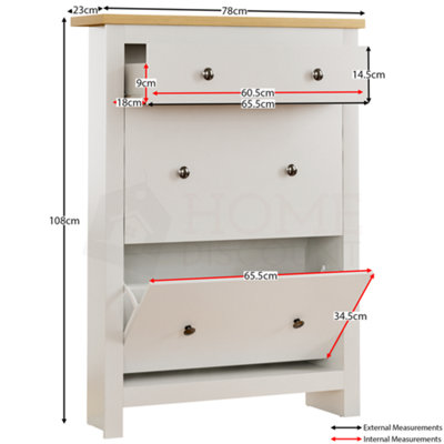 Vida Designs Arlington 2 Door 1 Drawer White Shoe Storage Cabinet