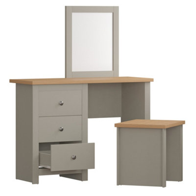 Vida Designs Arlington Grey 3 Drawer Bedroom Dressing Table Set