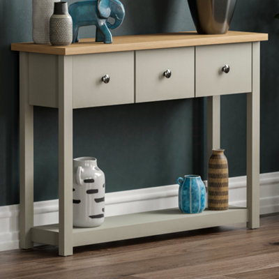 Vida Designs Arlington Grey 3 Drawer Console Table With Undershelf