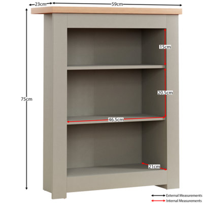 Vida Designs Arlington Grey 3 Tier Bookcase Freestanding Shelving Unit (H)750mm (W)600mm (D)240mm