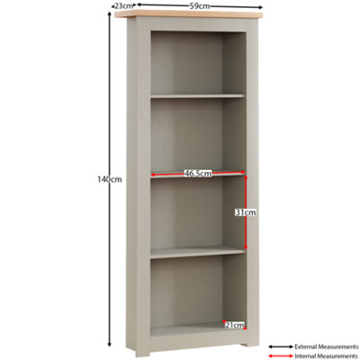 Vida Designs Arlington Grey 4 Tier Bookcase Freestanding Shelving Unit (H)1400mm (W)600mm (D)240mm