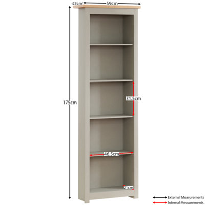 Vida Designs Arlington Grey 5 Tier Bookcase Freestanding Shelving Unit (H)1750mm (W)600mm (D)240mm