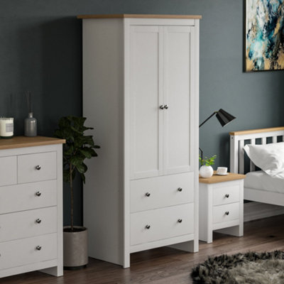 White 2 drawer deals wardrobe