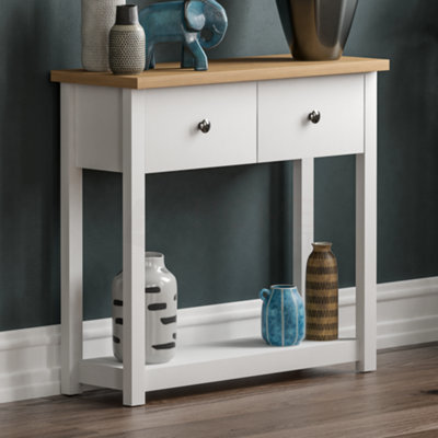 Vida Designs Arlington White 2 Drawer Console Table With Undershelf