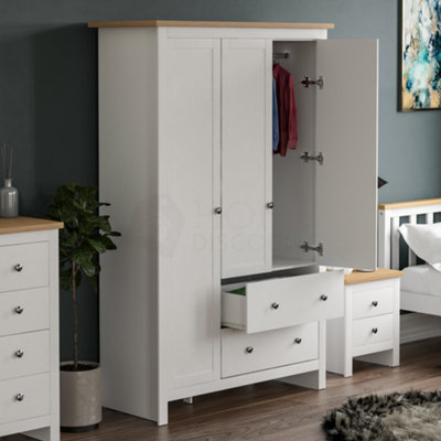 Vida Designs Arlington White 3 Door 2 Drawer Wardrobe (H)1800mm (W ...