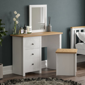 Vida Designs Arlington White 3 Drawer Bedroom Dressing Table Set