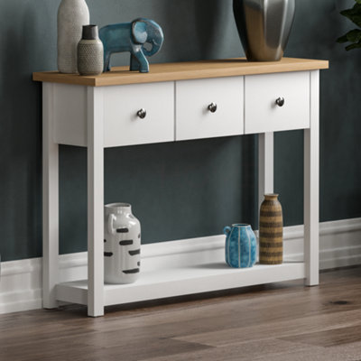 Vida Designs Arlington White 3 Drawer Console Table With Undershelf