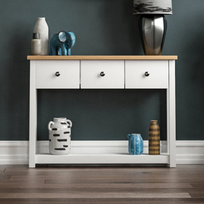 Vida Designs Arlington White 3 Drawer Console Table With Undershelf