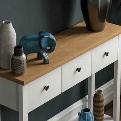 Vida Designs Arlington White 3 Drawer Console Table With Undershelf