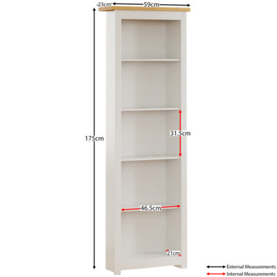 Vida Designs Arlington White 5 Tier Bookcase Freestanding Shelving Unit (H)1750mm (W)600mm (D)240mm
