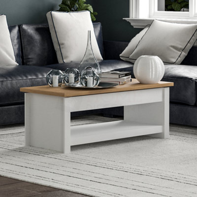 Vida Designs Arlington White Sliding Top With Storage and 1 Shelf Coffee Table