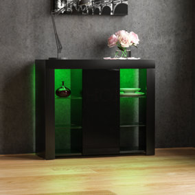 Vida Designs Azura Black 1 Door Large LED Sideboard Storage Cabinet Cupboard