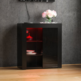 Vida Designs Azura Black 1 Door LED Sideboard Storage Cabinet Cupboard