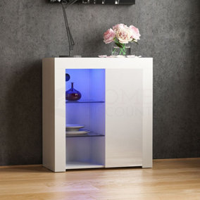 Vida Designs Azura White 1 Door LED Sideboard Storage Cabinet Cupboard
