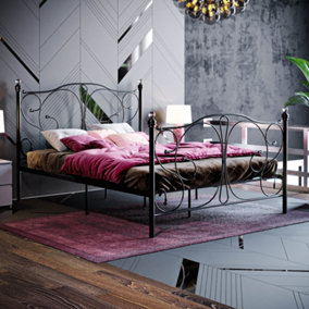 Vida Designs Barcelona Black 4ft6 Double Metal Bed Frame, 190 x 135cm