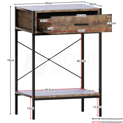 Vida Designs Brooklyn Dark Wood 1 Drawer Console Table With Undershelf