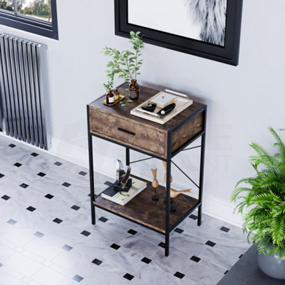 Vida Designs Brooklyn Dark Wood 1 Drawer Console Table With Undershelf