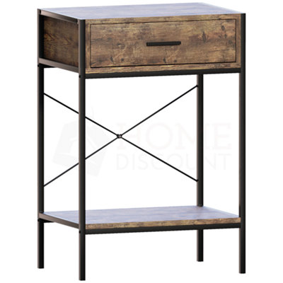 Vida Designs Brooklyn Dark Wood 1 Drawer Console Table With Undershelf