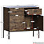 Vida Designs Brooklyn Dark Wood 2 Door 2 Drawer Sideboard Storage Cabinet Cupboard