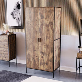 Vida Designs Brooklyn Dark Wood 2 Door Wardrobe (H)1800mm (W)830mm (D)520mm