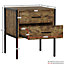 Vida Designs Brooklyn Dark Wood 2 Drawer Bedside Cabinet (H)500mm (W)430mm (D)400mm