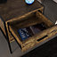 Vida Designs Brooklyn Dark Wood 2 Drawer Bedside Cabinet (H)500mm (W)430mm (D)400mm