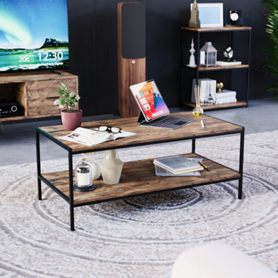 Black and dark wood coffee deals table