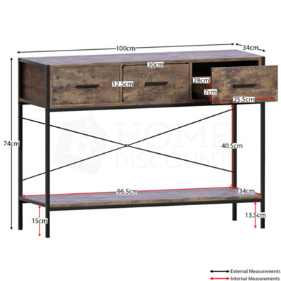 Vida Designs Brooklyn Dark Wood 3 Drawer Console Table With Undershelf