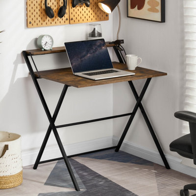 Vida Designs Brooklyn Dark Wood Foldable Computer Desk - Fully Assembled