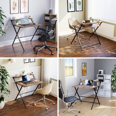 Vida Designs Brooklyn Dark Wood Foldable Computer Desk - Fully Assembled