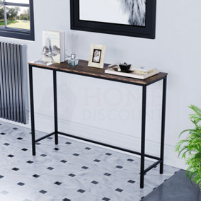 Vida Designs Brooklyn Dark Wood Industrial Console Table Hallway Furniture