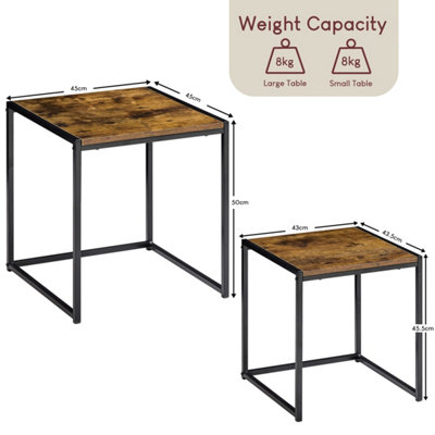 Vida Designs Brooklyn Dark Wood Nest of Tables Set of 2 Industrial Design Coffee Side End Table