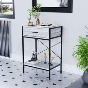 Vida Designs Brooklyn Grey 1 Drawer Console Table With Undershelf