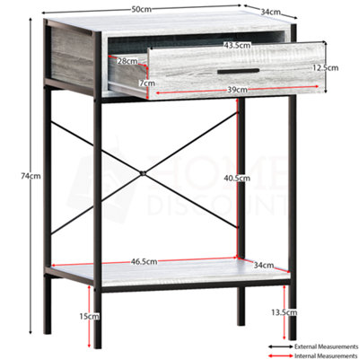 Vida Designs Brooklyn Grey 1 Drawer Console Table With Undershelf