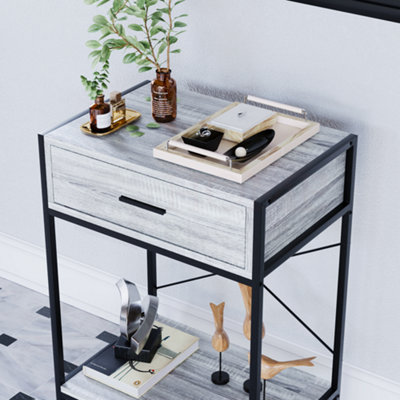 Vida Designs Brooklyn Grey 1 Drawer Console Table With Undershelf