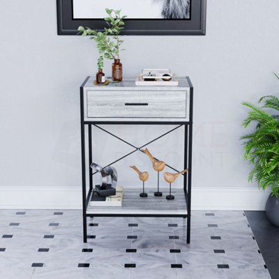 Vida Designs Brooklyn Grey 1 Drawer Console Table With Undershelf