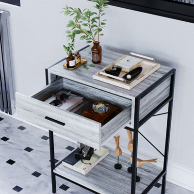Vida Designs Brooklyn Grey 1 Drawer Console Table With Undershelf