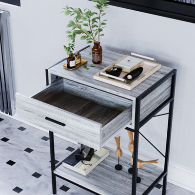 Vida Designs Brooklyn Grey 1 Drawer Console Table With Undershelf