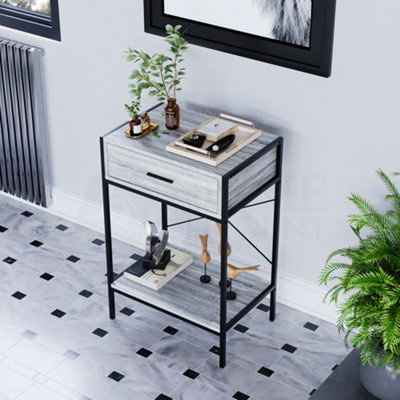 Vida Designs Brooklyn Grey 1 Drawer Console Table With Undershelf