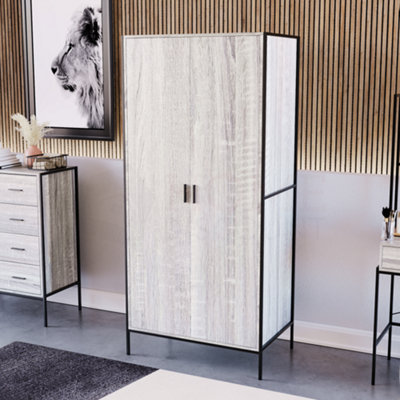 Vida Designs Brooklyn Grey 2 Door Wardrobe (H)1800mm (W)830mm (D)520mm