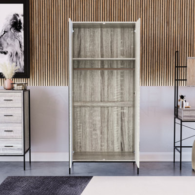Vida Designs Brooklyn Grey 2 Door Wardrobe (H)1800mm (W)830mm (D)520mm
