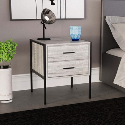 Vida Designs Brooklyn Grey 2 Drawer Bedside Cabinet (H)500mm (W)430mm (D)400mm