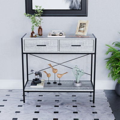 Vida Designs Brooklyn Grey 2 Drawer Console Table With Undershelf
