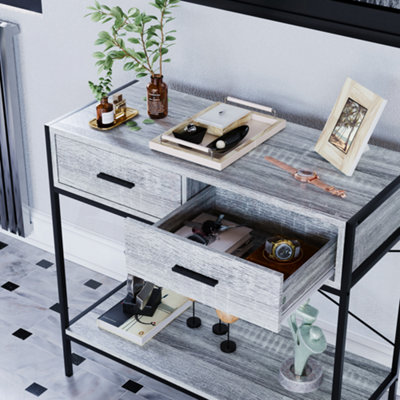 Vida Designs Brooklyn Grey 2 Drawer Console Table With Undershelf