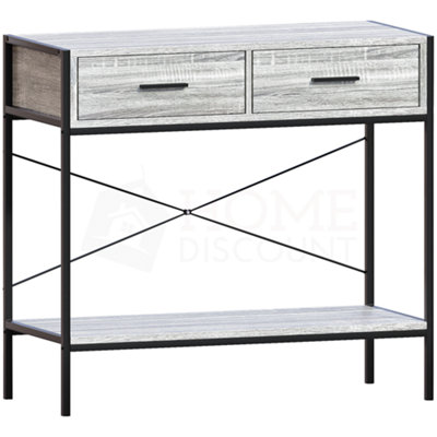 Vida Designs Brooklyn Grey 2 Drawer Console Table With Undershelf