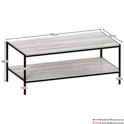 Vida Designs Brooklyn Grey 2 Tier Industrial Rustic Coffee Table