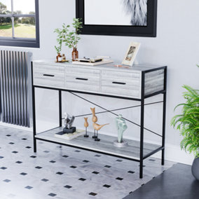 Vida Designs Brooklyn Grey 3 Drawer Console Table With Undershelf
