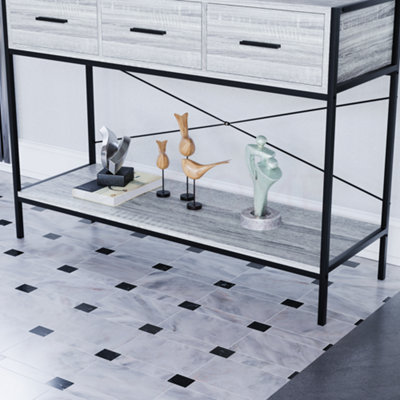 Vida Designs Brooklyn Grey 3 Drawer Console Table With Undershelf