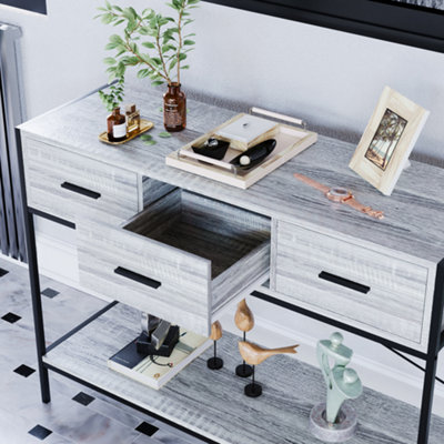 Vida Designs Brooklyn Grey 3 Drawer Console Table With Undershelf